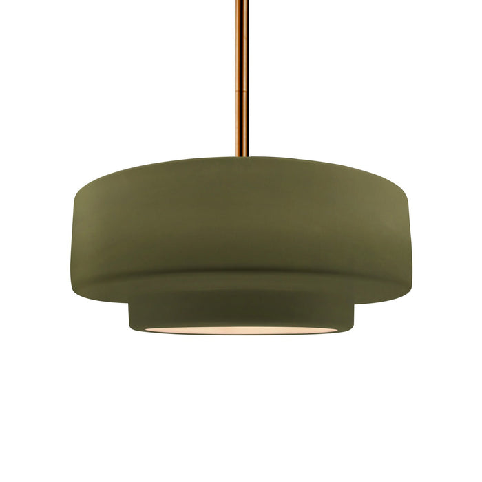 Justice Designs - CER-6543-MGRN-BRSS-RIGID - One Light Pendant - Radiance - Matte Green