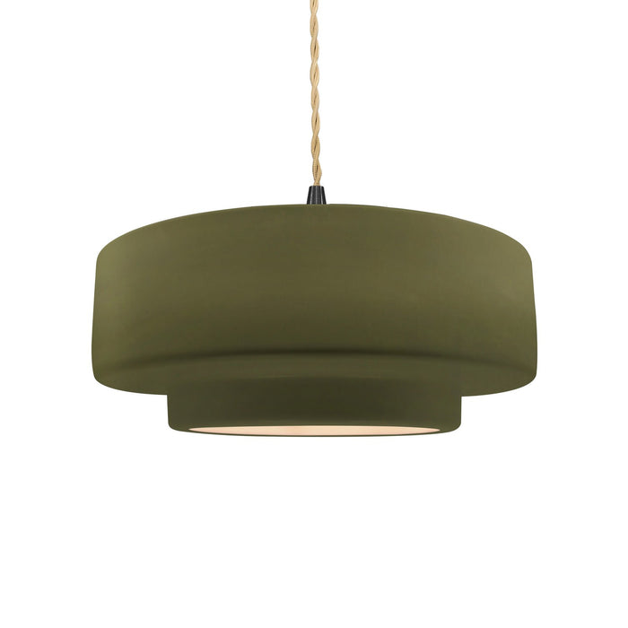 Justice Designs - CER-6543-MGRN-MBLK-BEIG-TWST - One Light Pendant - Radiance - Matte Green