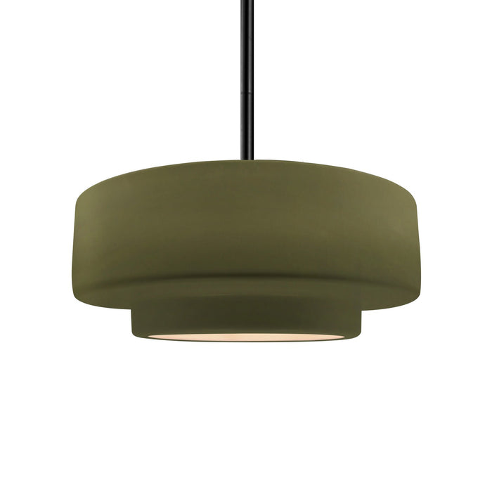 Justice Designs - CER-6543-MGRN-MBLK-RIGID - One Light Pendant - Radiance - Matte Green