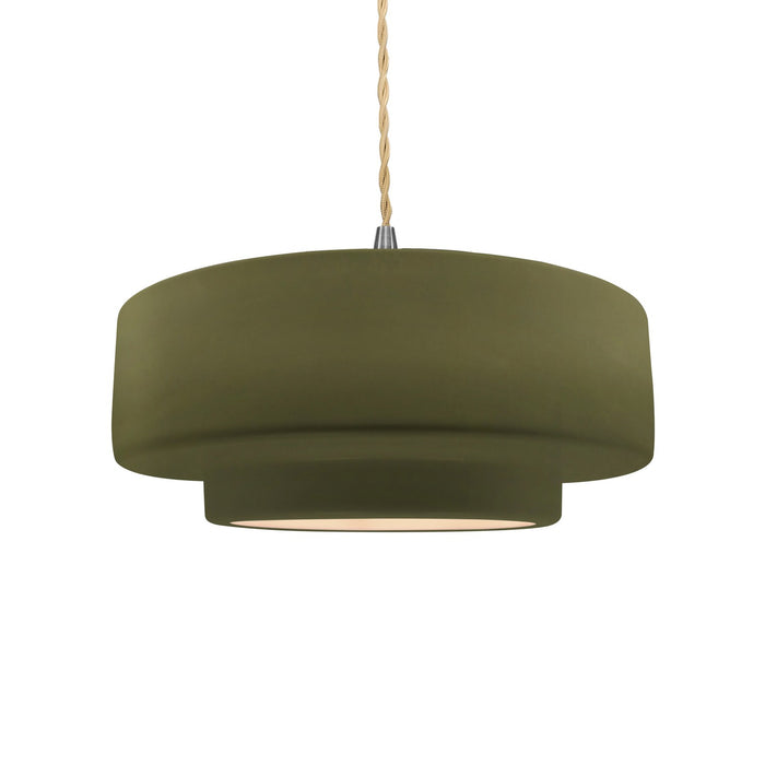 Justice Designs - CER-6543-MGRN-NCKL-BEIG-TWST - One Light Pendant - Radiance - Matte Green