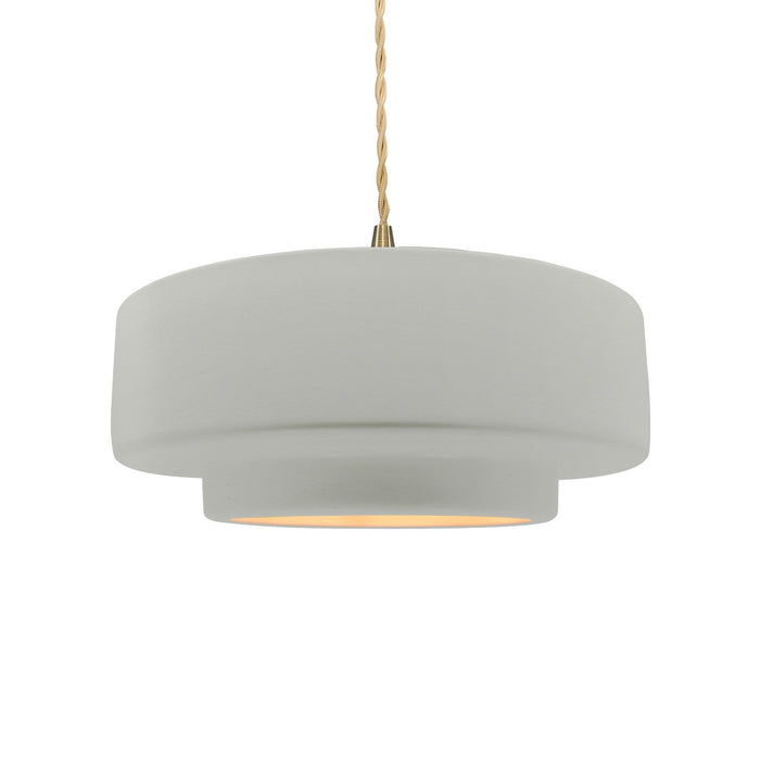 Justice Designs - CER-6543-MTGD-BRSS-BEIG-TWST - One Light Pendant - Radiance - Matte White w/ Champagne Gold