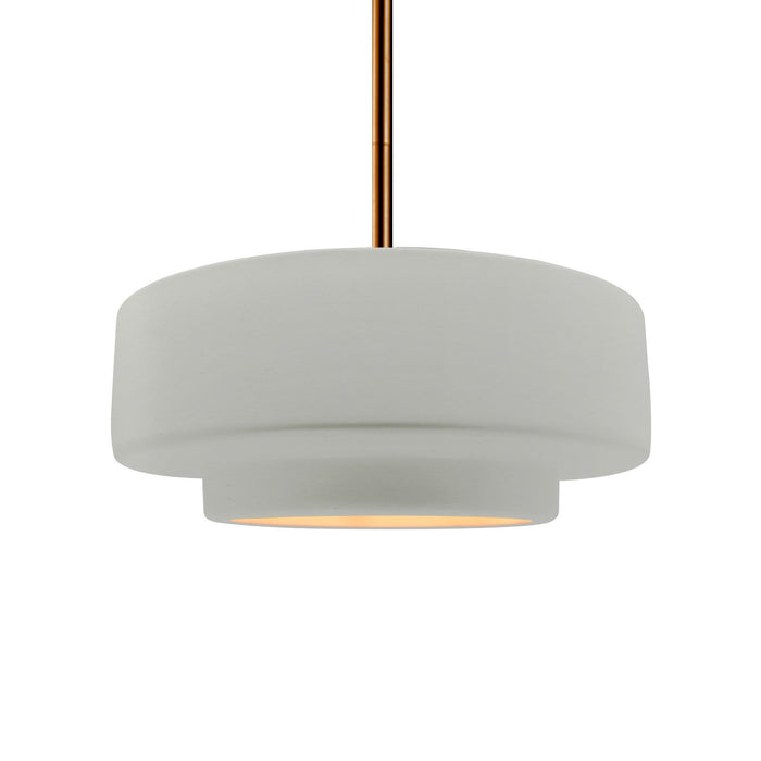 Justice Designs - CER-6543-MTGD-BRSS-RIGID - One Light Pendant - Radiance - Matte White w/ Champagne Gold