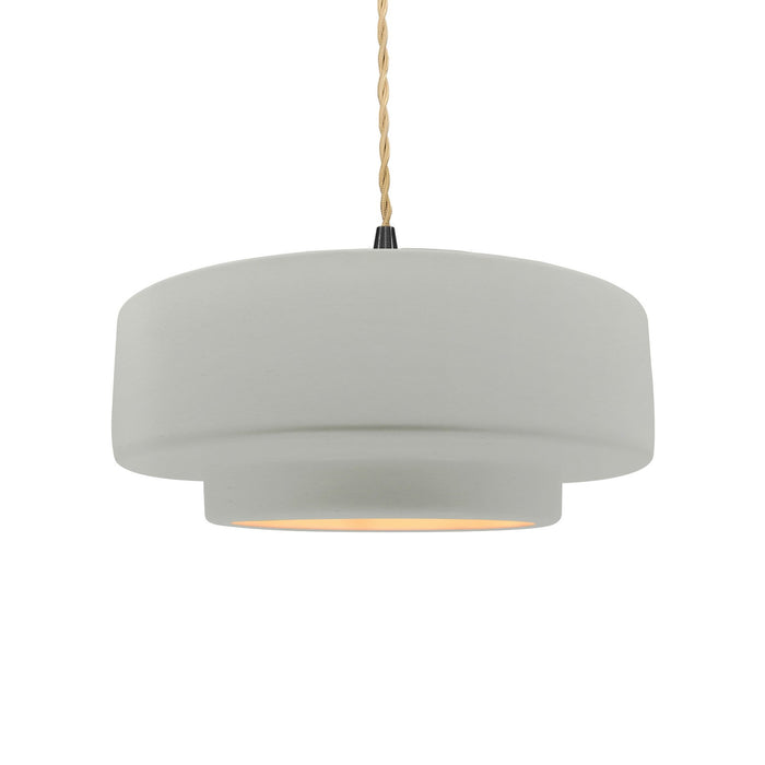 Justice Designs - CER-6543-MTGD-MBLK-BEIG-TWST - One Light Pendant - Radiance - Matte White w/ Champagne Gold