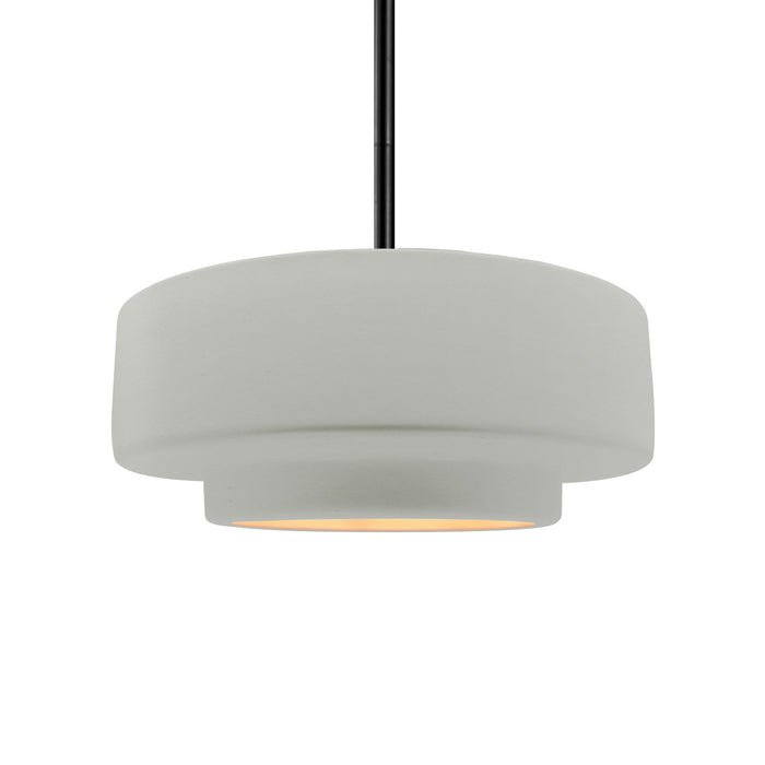 Justice Designs - CER-6543-MTGD-MBLK-RIGID - One Light Pendant - Radiance - Matte White w/ Champagne Gold