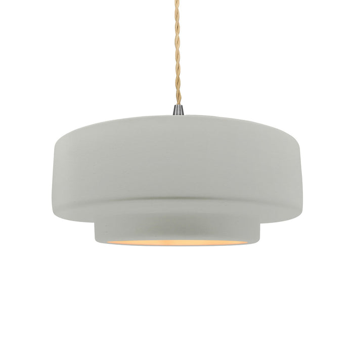 Justice Designs - CER-6543-MTGD-NCKL-BEIG-TWST - One Light Pendant - Radiance - Matte White w/ Champagne Gold