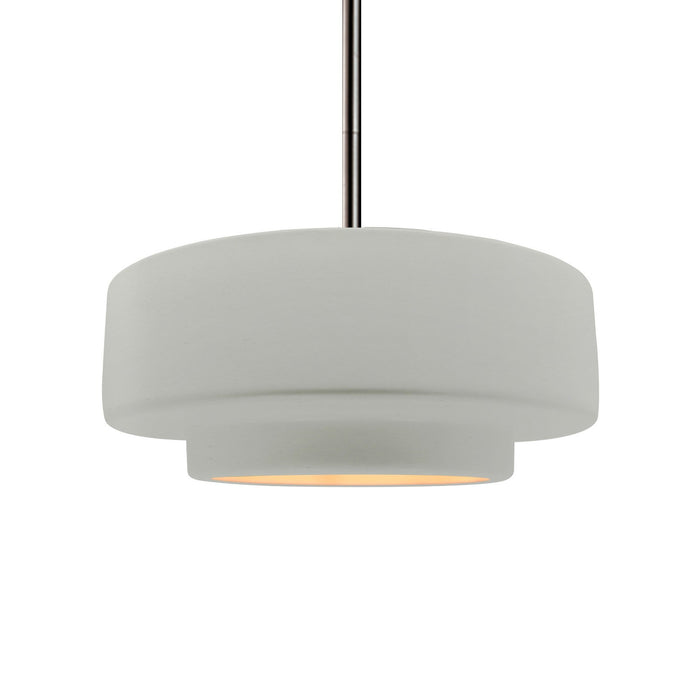 Justice Designs - CER-6543-MTGD-NCKL-RIGID - One Light Pendant - Radiance - Matte White w/ Champagne Gold