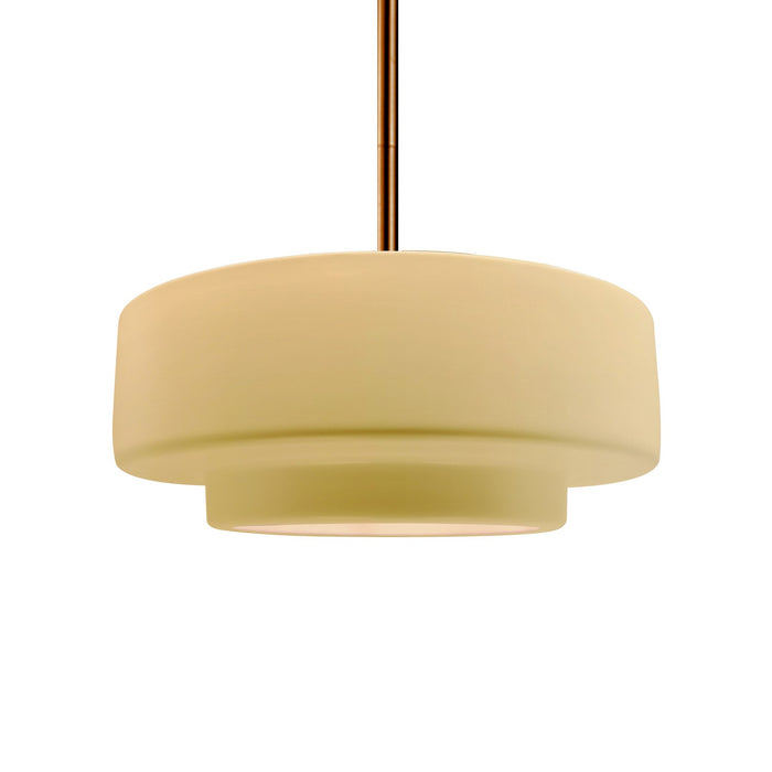 Justice Designs - CER-6543-MYLW-BRSS-RIGID - One Light Pendant - Radiance - Muted Yellow