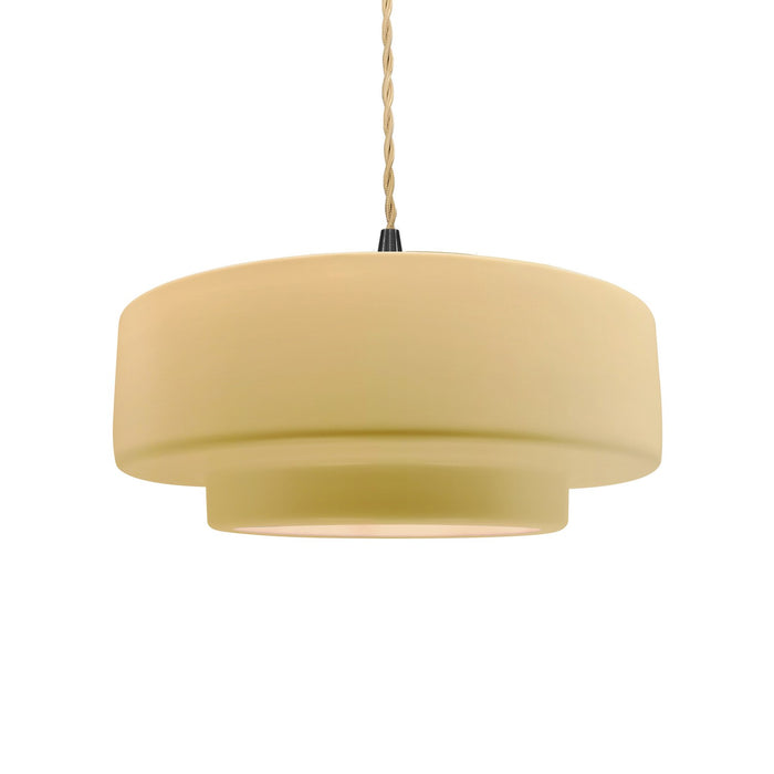 Justice Designs - CER-6543-MYLW-MBLK-BEIG-TWST - One Light Pendant - Radiance - Muted Yellow