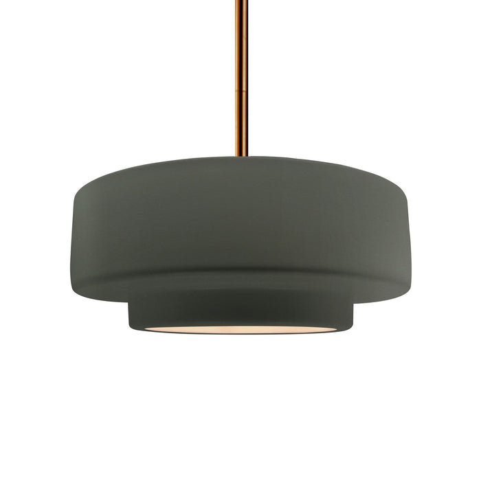 Justice Designs - CER-6543-PWGN-BRSS-RIGID - One Light Pendant - Radiance - Pewter Green