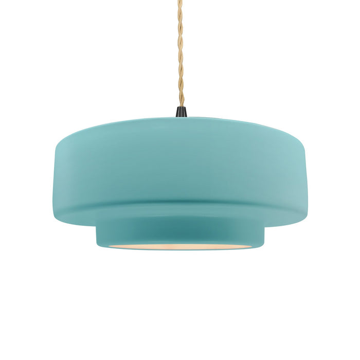 Justice Designs - CER-6543-RFPL-MBLK-BEIG-TWST - One Light Pendant - Radiance - Reflecting Pool