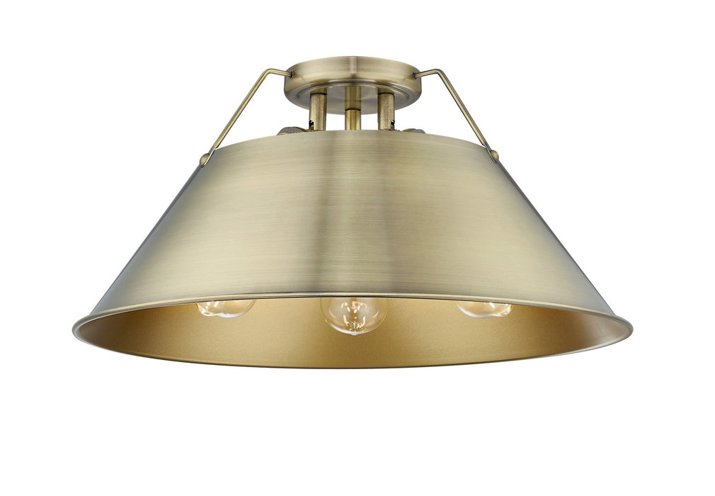 Golden - 3306-3FM AB-AB - Three Light Flush Mount - Orwell AB - Aged Brass