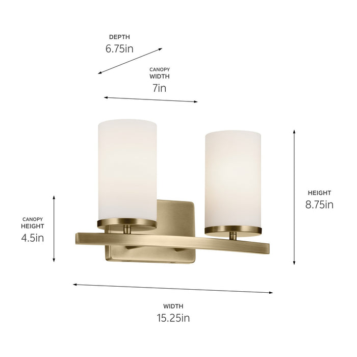 Kichler - 45496NBR - Two Light Bath - Crosby - Natural Brass
