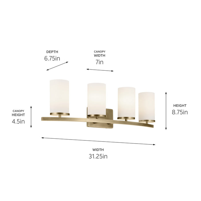 Kichler - 45498NBR - Four Light Bath - Crosby - Natural Brass