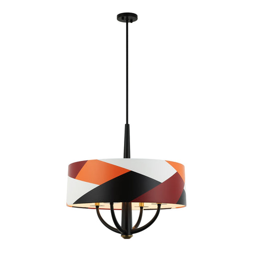 Patchwork Four Light Pendant Black/Satin Brass/Patchwork