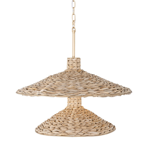 Hilton Head Nine Light Pendant French Gold/Natural Seagrass