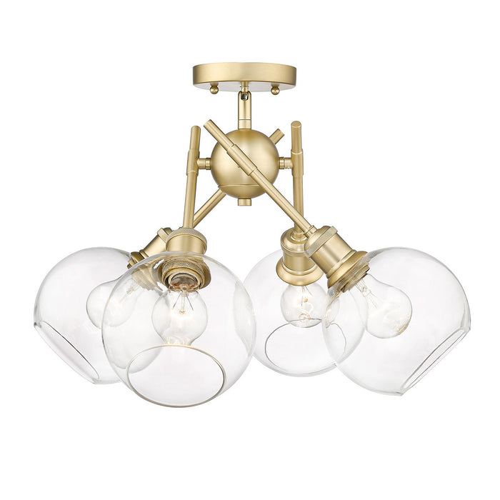 Golden - 1945-SF BCB-GLOBE-CLR - Four Light Semi-Flush Mount - Axel - Brushed Champagne Brass