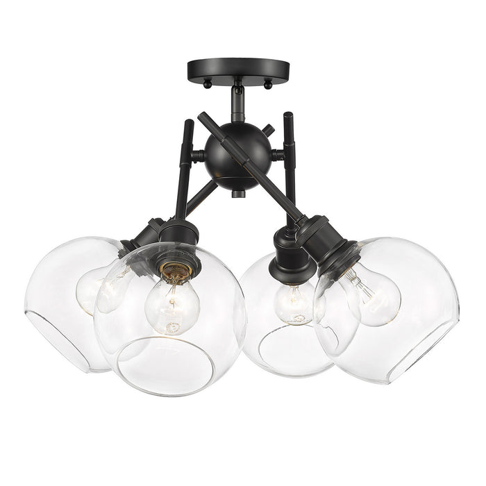 Golden - 1945-SF BLK-GLOBE-CLR - Four Light Semi-Flush Mount - Axel - Matte Black