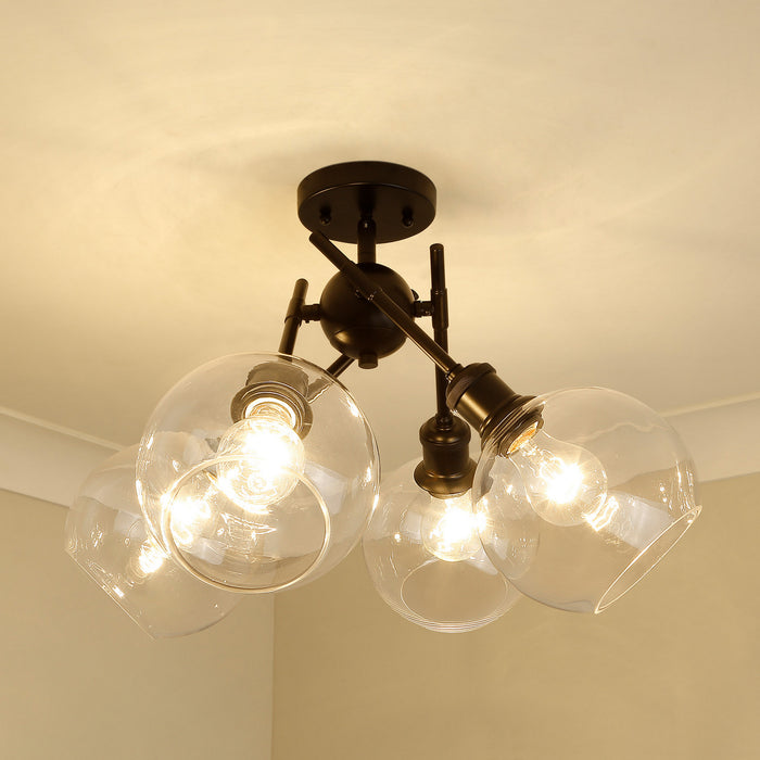 Golden - 1945-SF BLK-GLOBE-CLR - Four Light Semi-Flush Mount - Axel - Matte Black