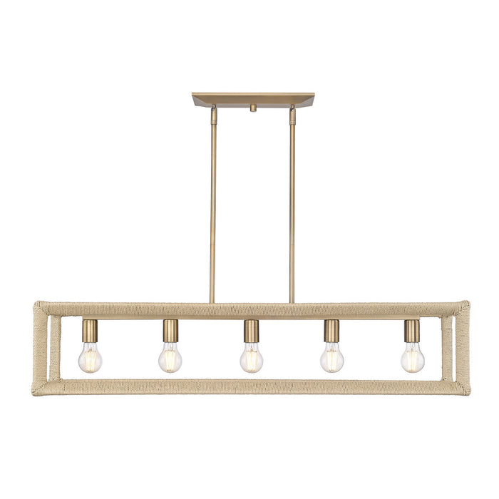 Golden - 2075-LP MBS-LNR - Five Light Linear Pendant - Kimber - Modern Brass