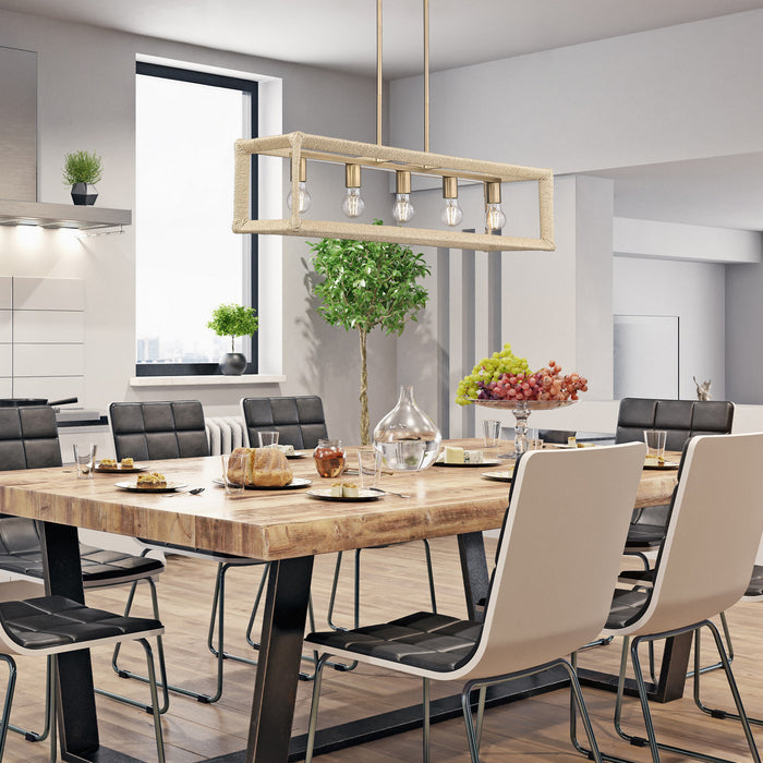 Golden - 2075-LP MBS-LNR - Five Light Linear Pendant - Kimber - Modern Brass