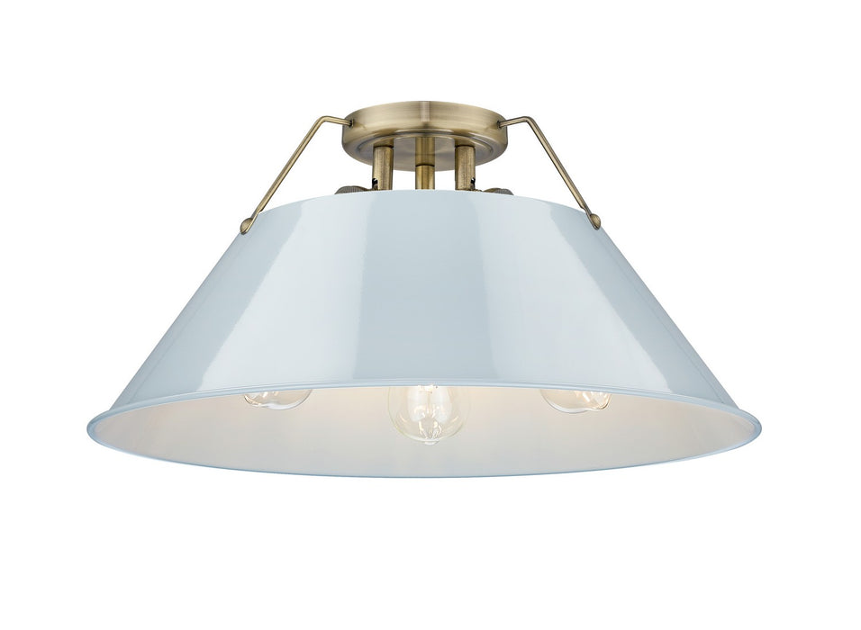 Golden - 3306-3FM AB-DB - Three Light Flush Mount - Orwell AB - Aged Brass