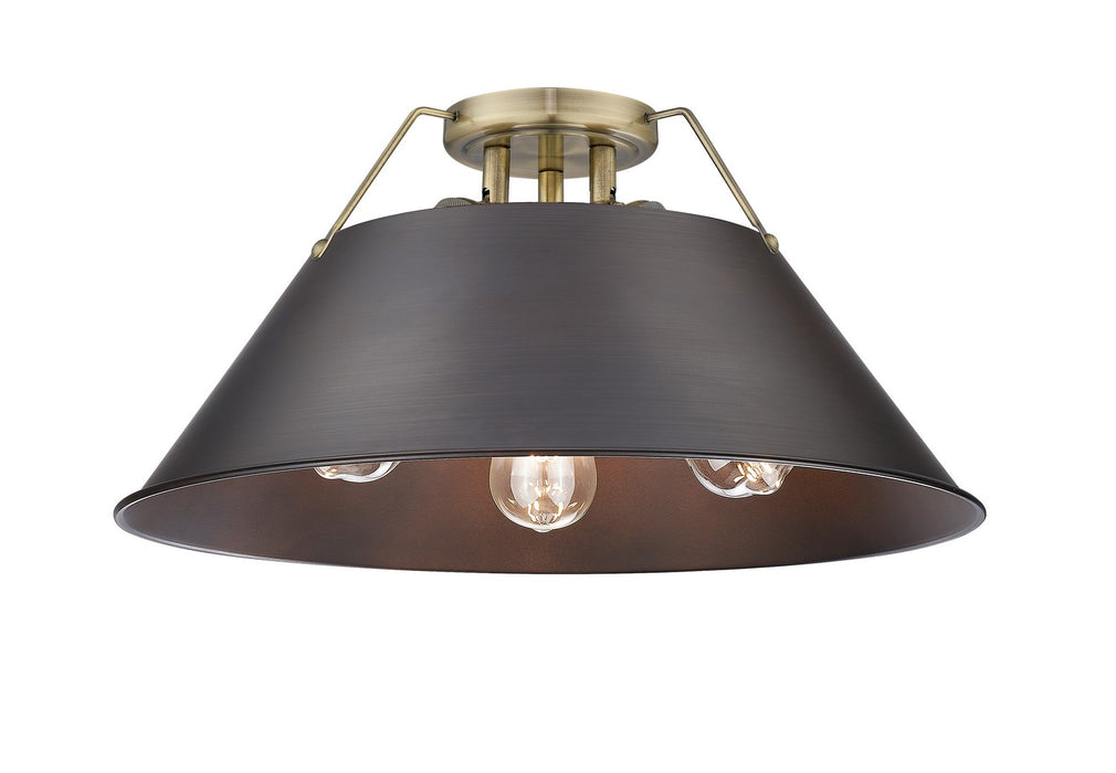 Golden - 3306-3FM AB-RBZ - Three Light Flush Mount - Orwell AB - Aged Brass