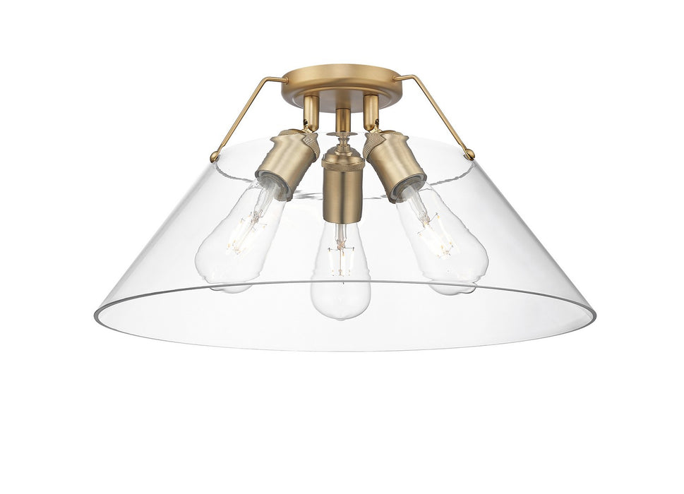 Golden - 3306-3FM BCB-CLR - Three Light Flush Mount - Orwell BCB - Brushed Champagne Bronze