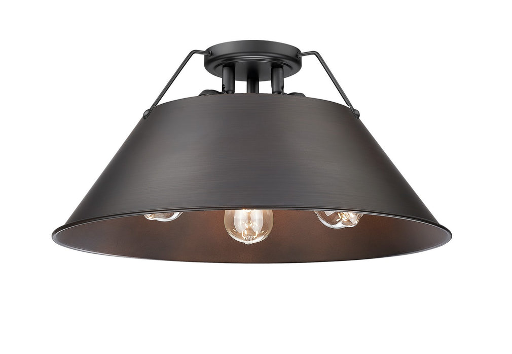 Golden - 3306-3FM BLK-RBZ - Three Light Flush Mount - Orwell BLK - Matte Black