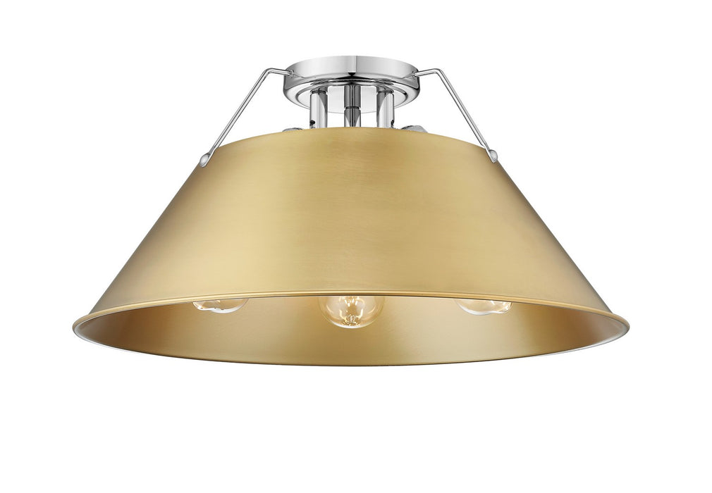 Golden - 3306-3FM CH-BCB - Three Light Flush Mount - Orwell - Chrome