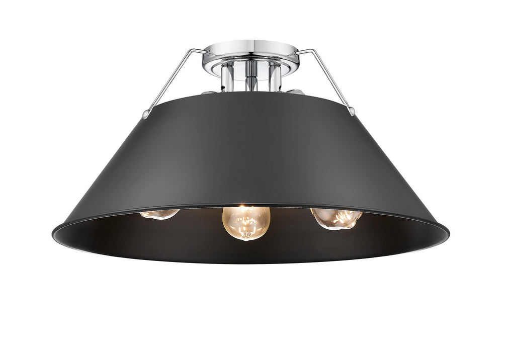 Golden - 3306-3FM CH-BLK - Three Light Flush Mount - Orwell - Chrome