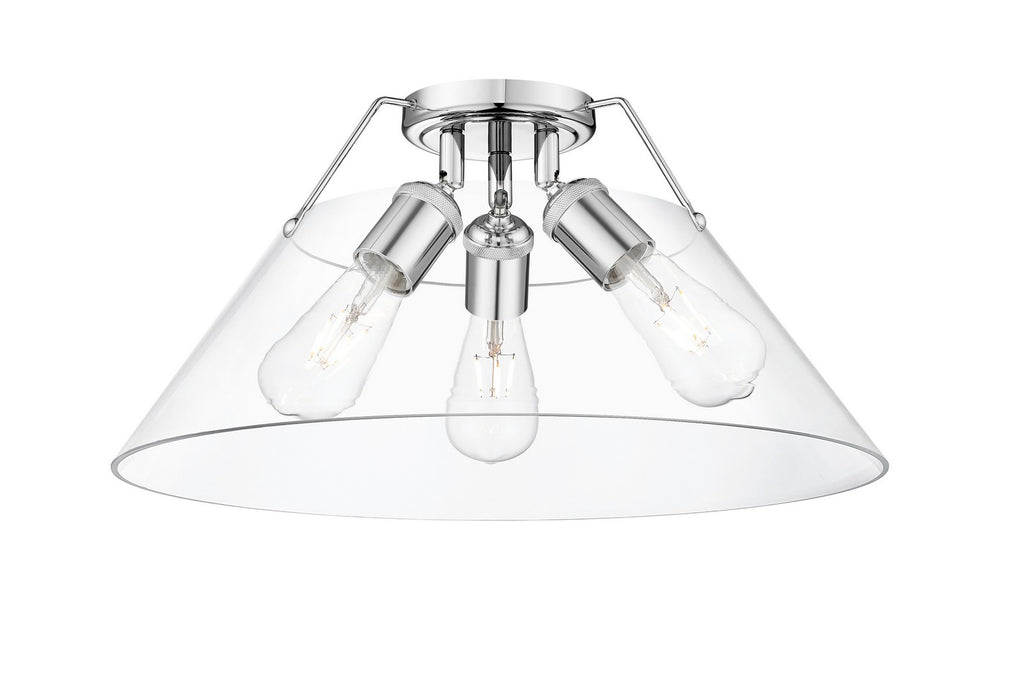 Golden - 3306-3FM CH-CLR - Three Light Flush Mount - Orwell - Chrome