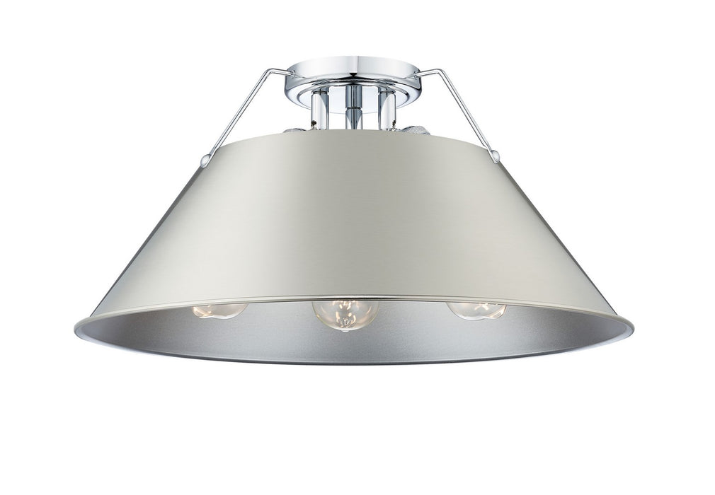 Golden - 3306-3FM CH-PW - Three Light Flush Mount - Orwell - Chrome