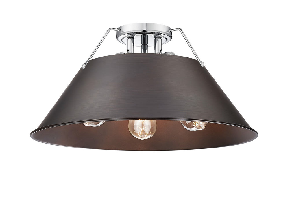 Golden - 3306-3FM CH-RBZ - Three Light Flush Mount - Orwell - Chrome