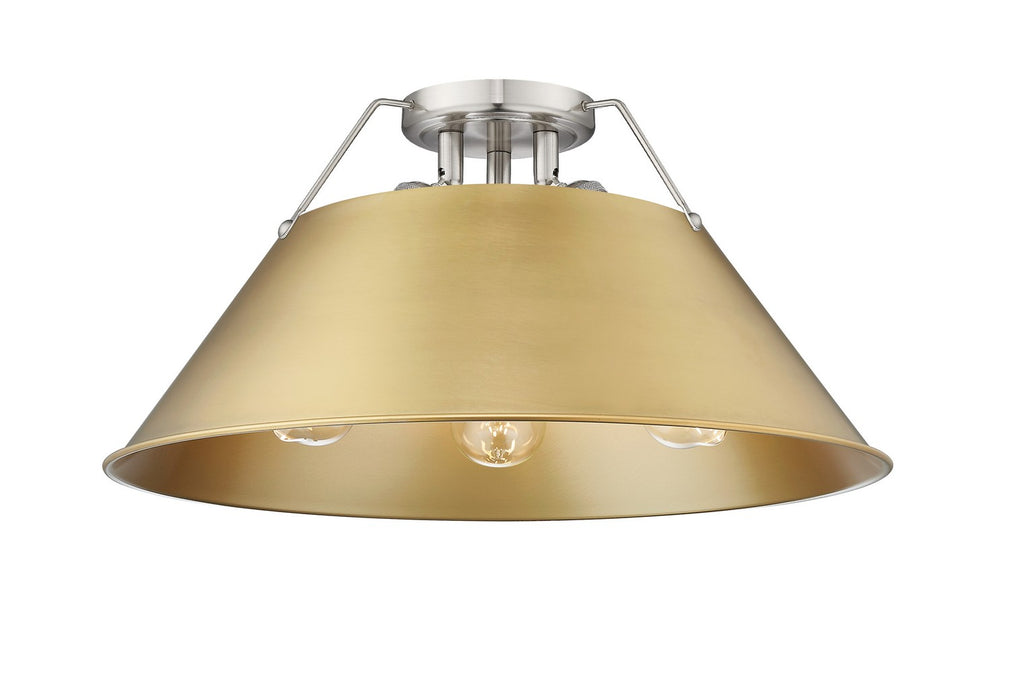 Golden - 3306-3FM PW-BCB - Three Light Flush Mount - Orwell - Pewter