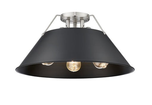 Golden - 3306-3FM PW-BLK - Three Light Flush Mount - Orwell - Pewter