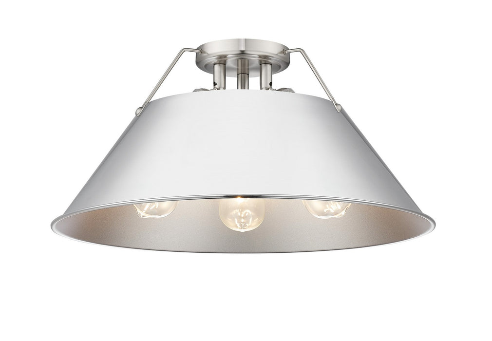 Golden - 3306-3FM PW-CH - Three Light Flush Mount - Orwell - Pewter