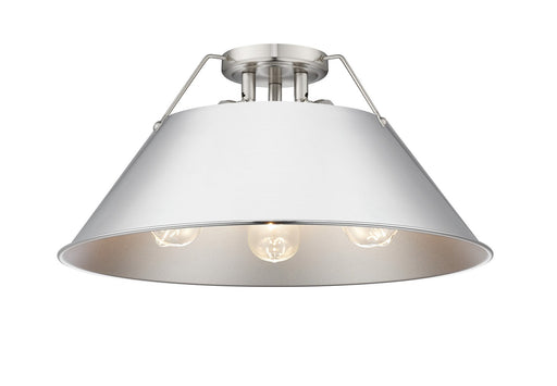 Golden - 3306-3FM PW-CH - Three Light Flush Mount - Orwell - Pewter