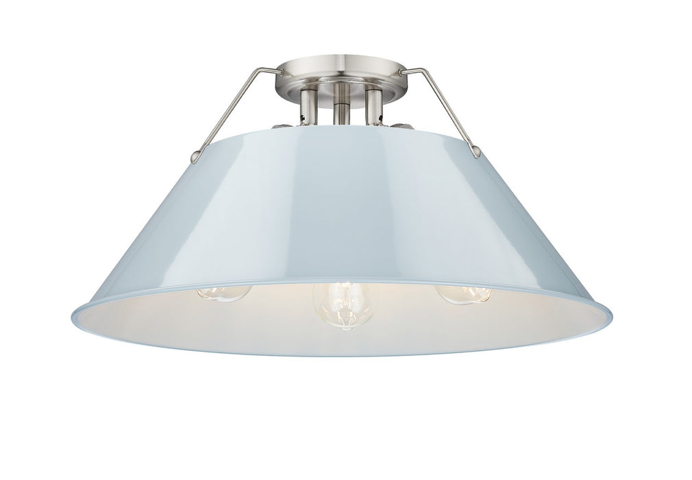 Golden - 3306-3FM PW-DB - Three Light Flush Mount - Orwell - Pewter