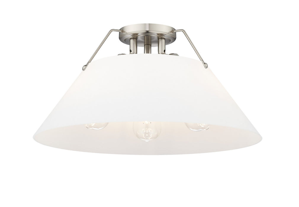 Golden - 3306-3FM PW-OP - Three Light Flush Mount - Orwell - Pewter