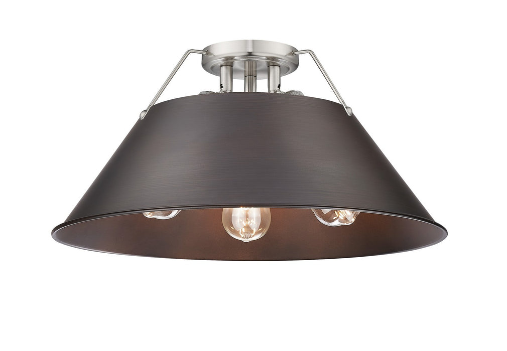 Golden - 3306-3FM PW-RBZ - Three Light Flush Mount - Orwell - Pewter