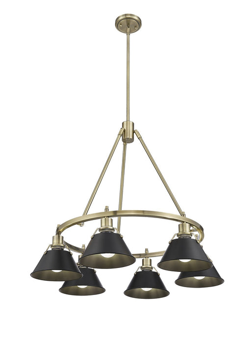 Golden - 3306-6 AB-BLK - Six Light Chandelier - Orwell - Aged Brass