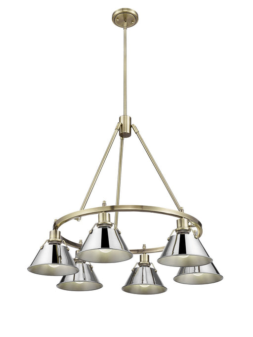 Golden - 3306-6 AB-CH - Six Light Chandelier - Orwell - Aged Brass
