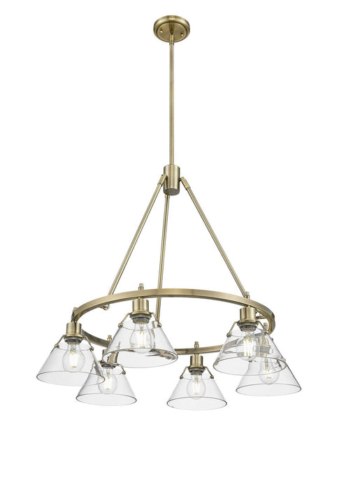 Golden - 3306-6 AB-CLR - Six Light Chandelier - Orwell - Aged Brass