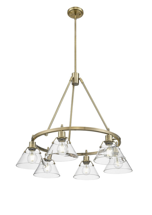 Golden - 3306-6 AB-CLR - Six Light Chandelier - Orwell - Aged Brass