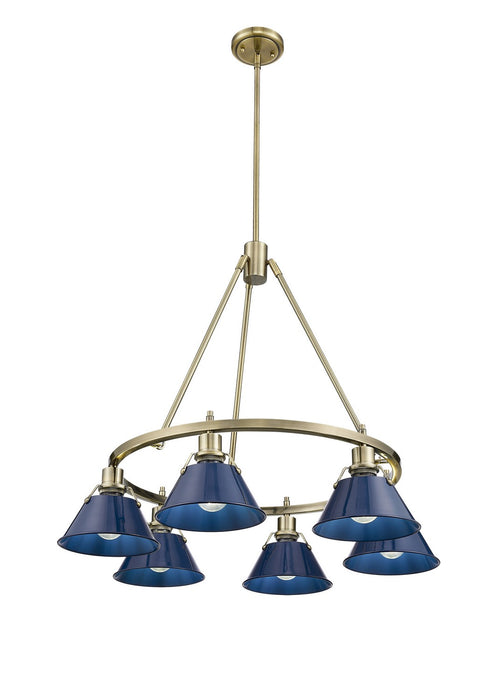 Golden - 3306-6 AB-NVY - Six Light Chandelier - Orwell - Aged Brass