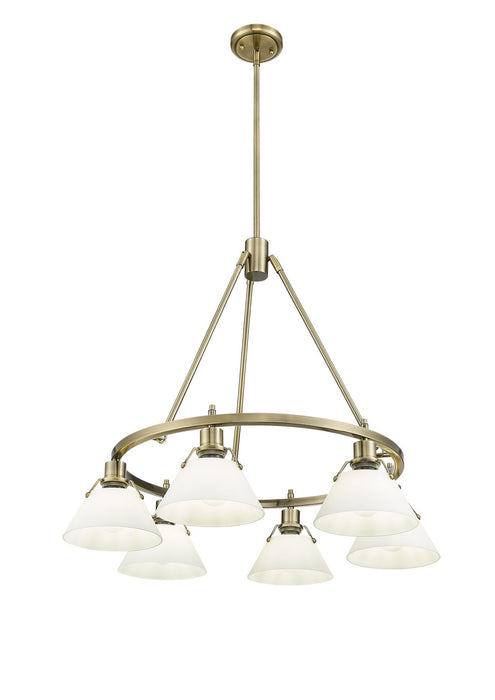 Golden - 3306-6 AB-OP - Six Light Chandelier - Orwell - Aged Brass