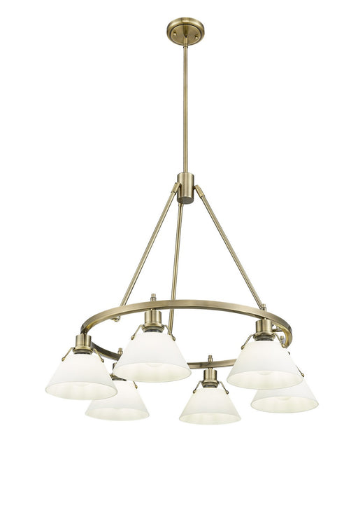 Golden - 3306-6 AB-OP - Six Light Chandelier - Orwell - Aged Brass
