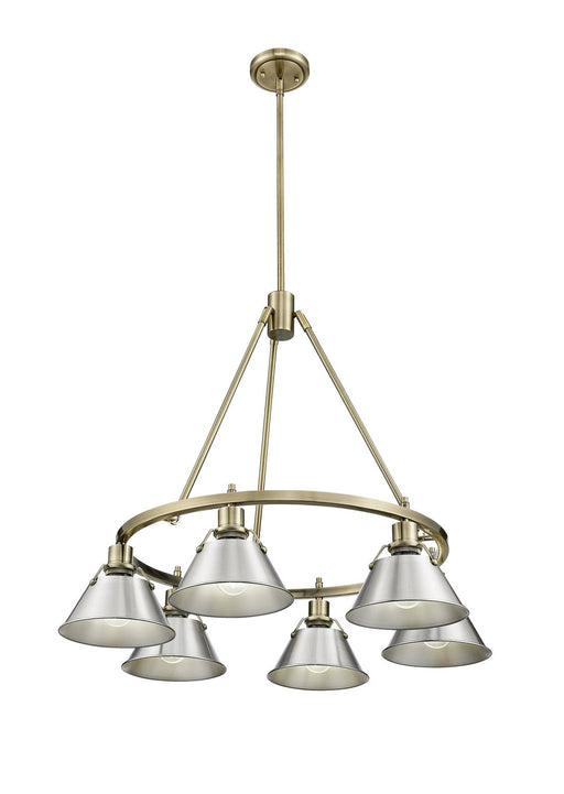 Golden - 3306-6 AB-PW - Six Light Chandelier - Orwell - Aged Brass