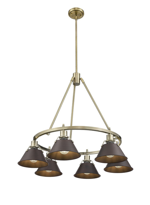 Golden - 3306-6 AB-RBZ - Six Light Chandelier - Orwell - Aged Brass