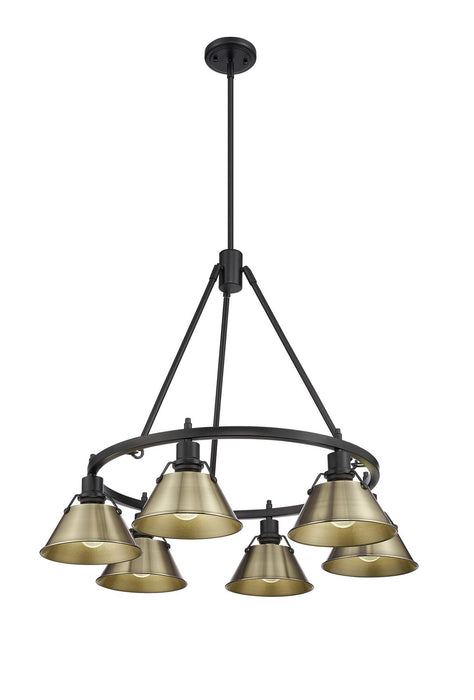Golden - 3306-6 BLK-AB - Six Light Chandelier - Orwell - Matte Black